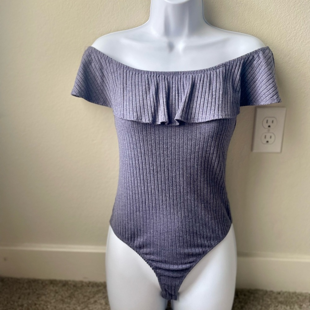 Kendall & Kylie ribbed off shoulder bodysuit